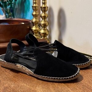 Toni Pons Nuria Black Suede Espadrille Flats Size 42